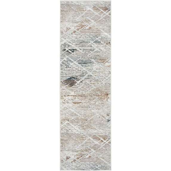 Nourison Glam Modern Abstract Indoor Area Rug Grey Multicolor 2'3" x 7'6"