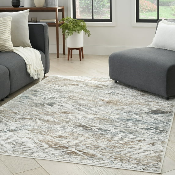 Nourison Glam Abstract Grey Multicolor 3'11" x 5'11" Area Rug (4x6)