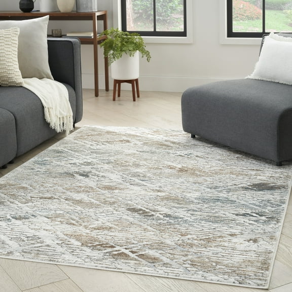 Nourison Glam Abstract Grey Multicolor 5'3" x 7'3" Area Rug (5x7)