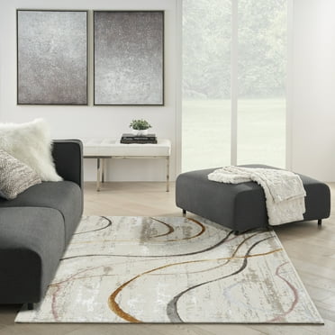 Nourison Glam Abstract Ivory/Multi 5'3" x 7'3" Area Rug, (5x7)
