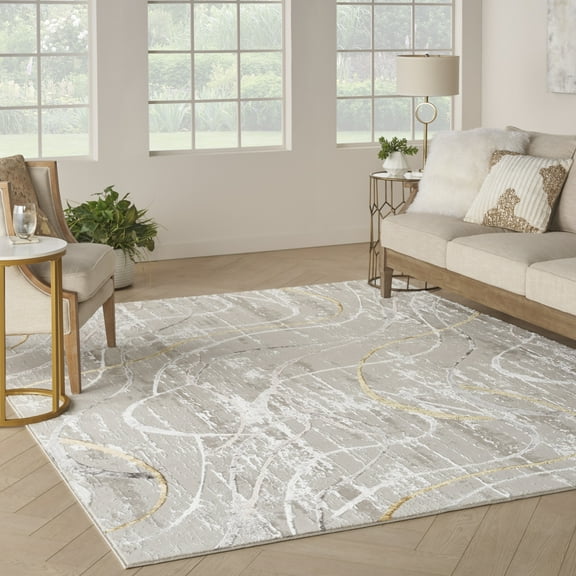 Nourison Glam Abstract Ivory/Multi 7'10" x 9'10" Area Rug (8x10)