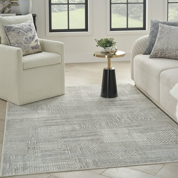 Nourison Glam Abstract Silver Grey 5'3" x 7'3" Area Rug (5x7)