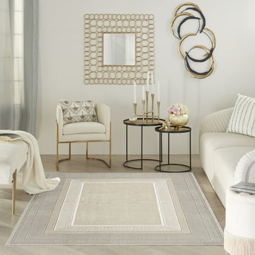 Nourison Glam Geometric Ivory 5'3" x 7'3" Area Rug, (5x7)