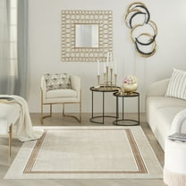 Nourison Glam Geometric Ivory Cream 5'3" x 7'3" Area Rug, (5x7)