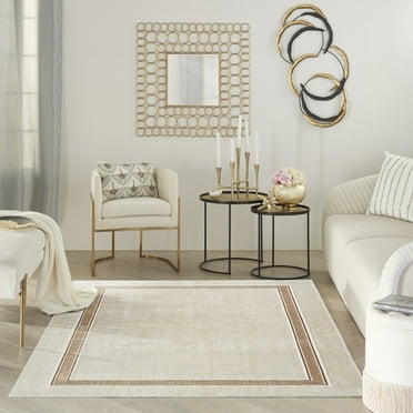 Nourison Glam Geometric Ivory Cream 5'3" x 7'3" Area Rug, (5x7)