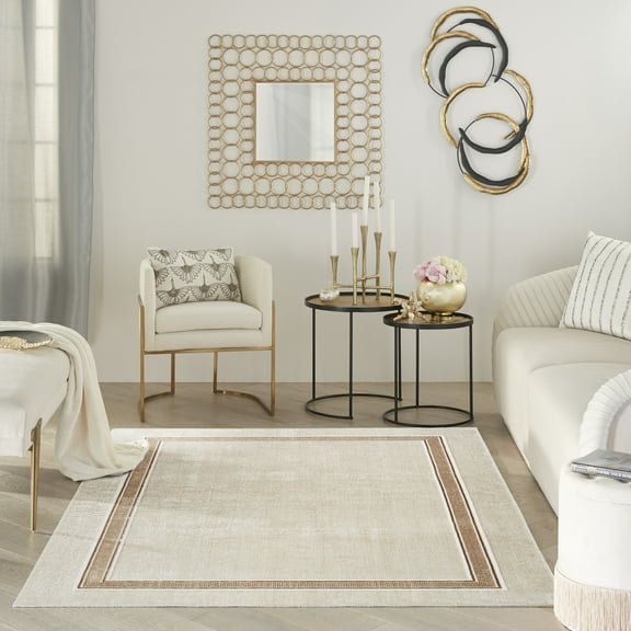 Nourison Glam Geometric Ivory Cream 5'3" x 7'3" Area Rug, (5x7)