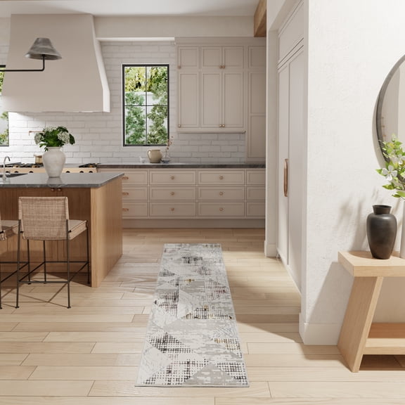 Nourison Glam Geometric Ivory/Multi 2'3" x 7'6" Area Rug (2x8)