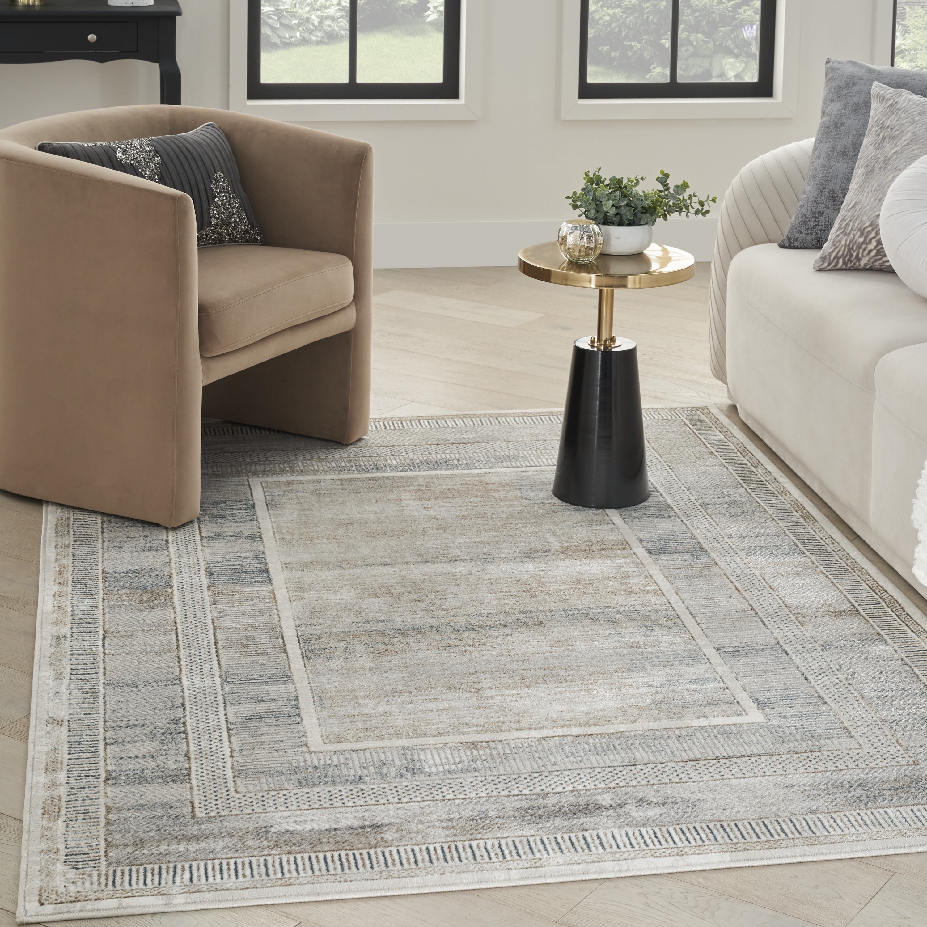Multicolor Ivory Area Rug Nourison Glam Geometric Ivory Multicolor 5'3