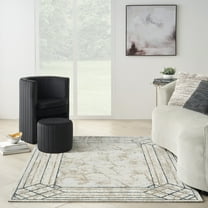 Nourison Glam Geometric Ivory/Taupe 5'3" x 7'3" Area Rug, (5x7)