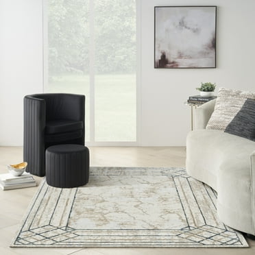 Nourison Glam Geometric Ivory/Taupe 5'3" x 7'3" Area Rug, (5x7)