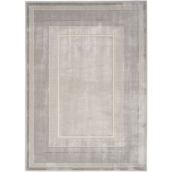 Nourison Glam Modern Bordered Indoor Rug Silver 3'11" x 5'11"