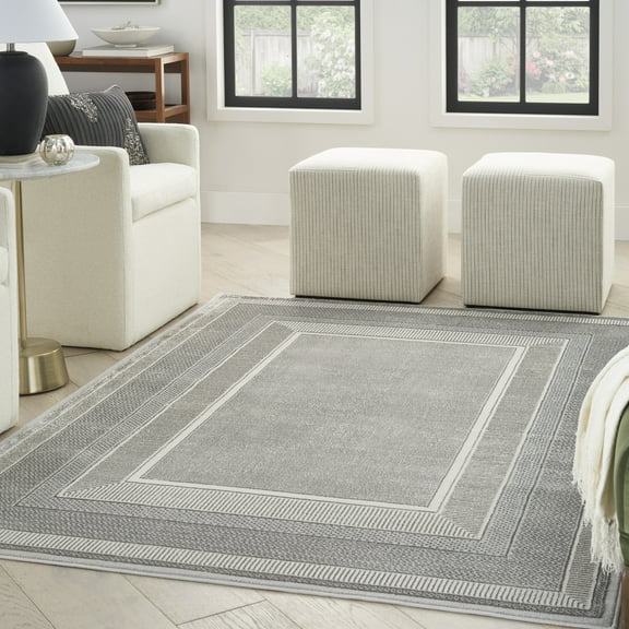 Nourison Glam Geometric Silver 7'10" x 9'10" Area Rug (8x10)