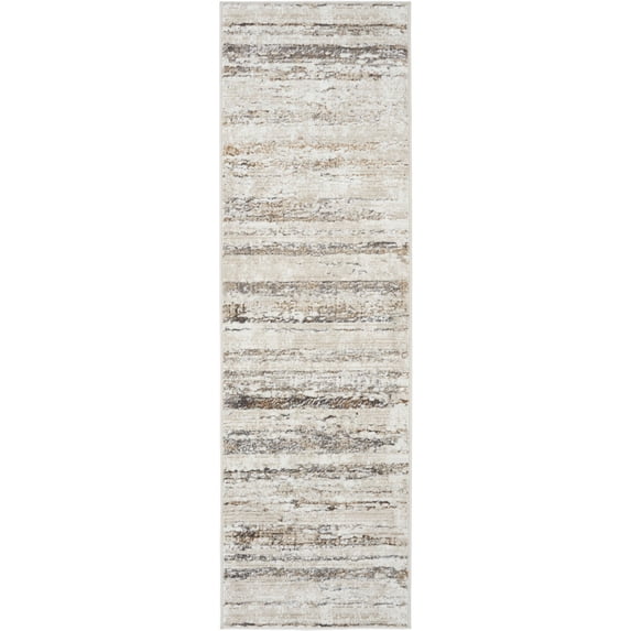 Nourison Glam Modern Distressed Indoor Area Rug Cream Grey 2'3" x 7'6"