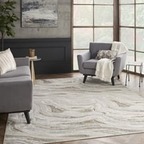 Nourison Glam Modern Grey Gold 9' x 12' Area Rug (9x12)