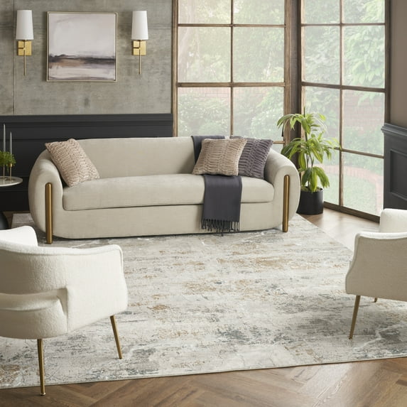 Nourison Glam Modern Grey Multicolor 7'10" x 9'10" Area Rug (8x10)