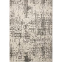 Nourison  Gleam Abstract Shimmer Area Rug Ivory/Grey 5'3" x 7'3" Abstract N/A 5' x 8' Indoor Ivory Rectangle