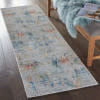 Hand-Knotted Multicolor Abstract Synthetic 2'4" x 8' Area Rug