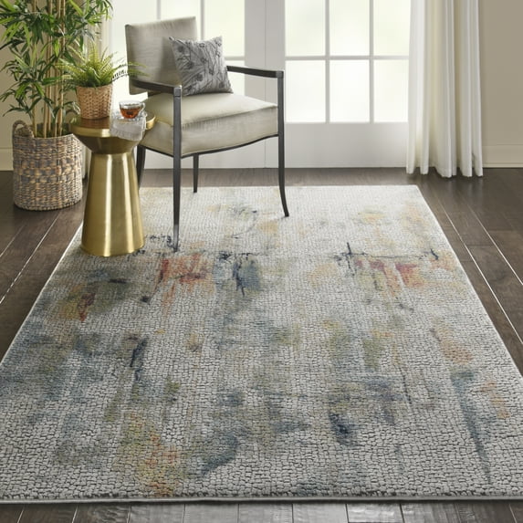 Nourison Global Vintage Abstract Ivory/Multicolor 4' x 6' Area Rug, (4x6)