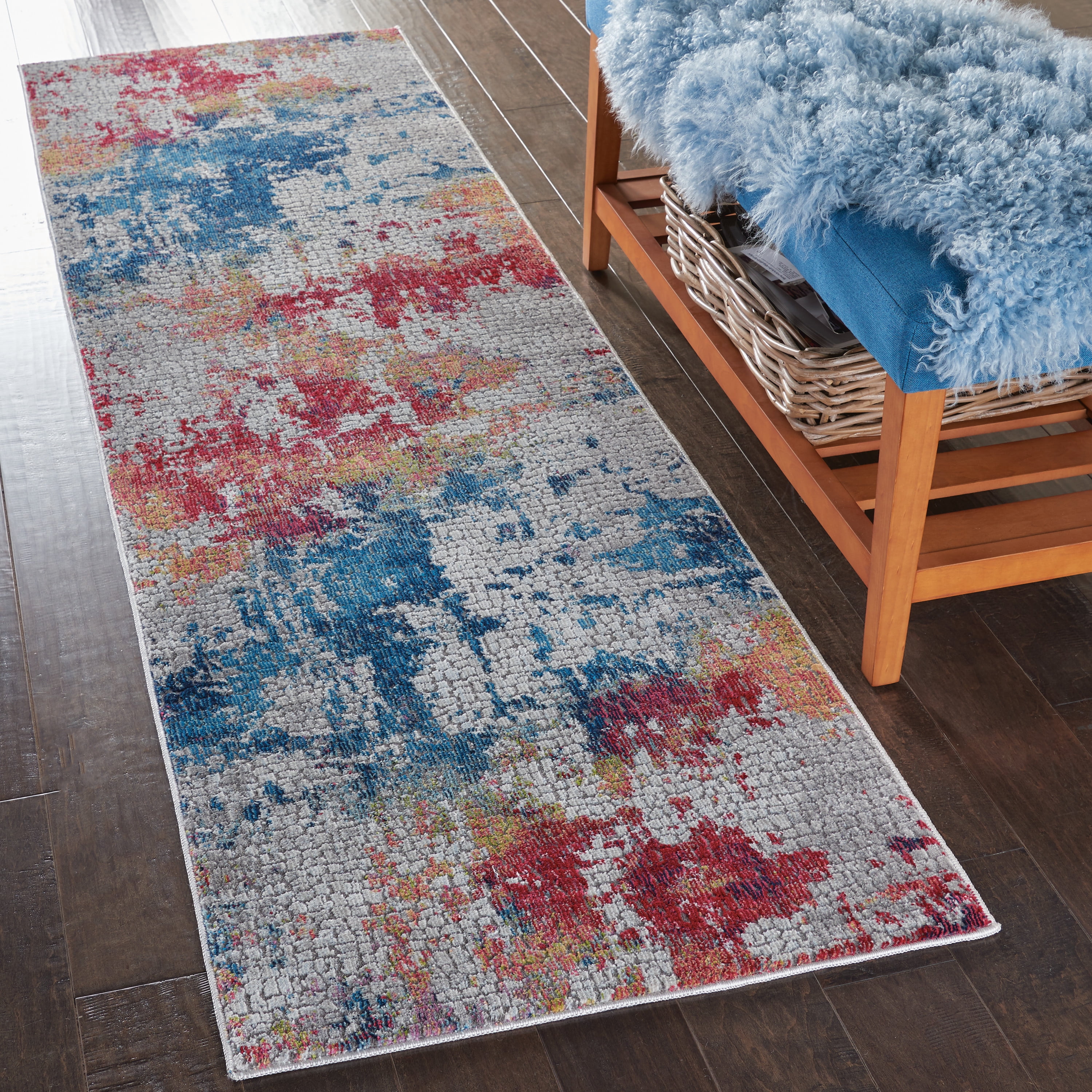 Multicolor Abstract Artistic Brushstroke Runner Rug