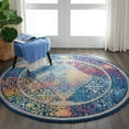 thumbnail image 1 of Nourison Global Vintage Distressed Blue/Multicolor 4' x ROUND Area Rug, (4' Round), 1 of 8