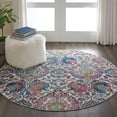 thumbnail image 1 of Nourison Global Vintage Distressed Farmhouse Ivory/Blue 4' x ROUND Area Rug, (4' Round), 1 of 8