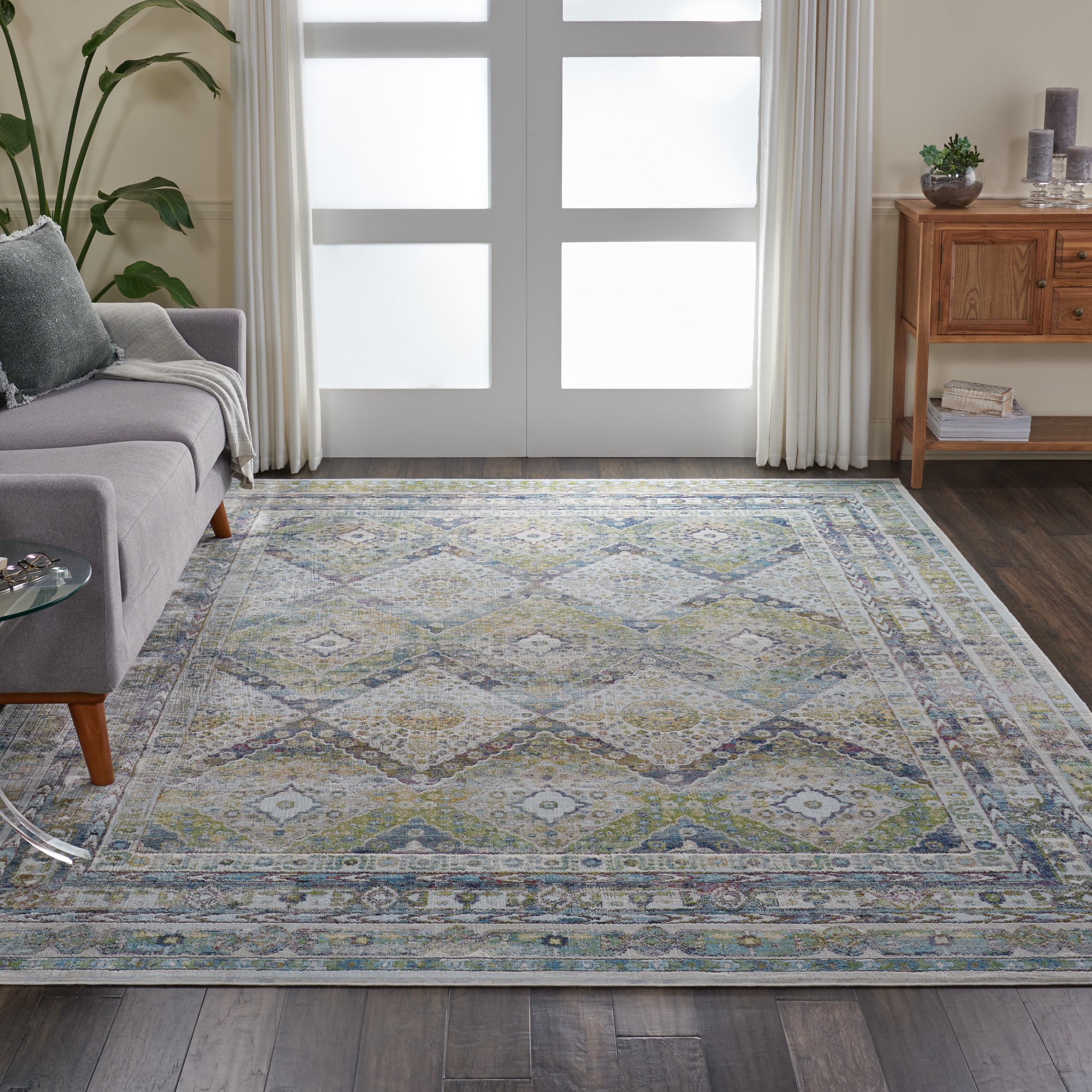 Handmade Blue Diamond 4' x 6' Stain-resistant Rug