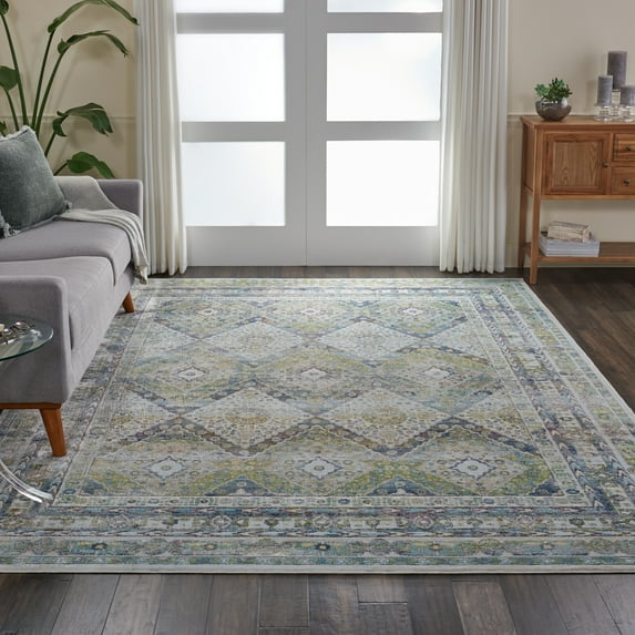 Nourison Global Vintage Persian Blue/Green 8'10" x 11'10" Area Rug, (9x12)