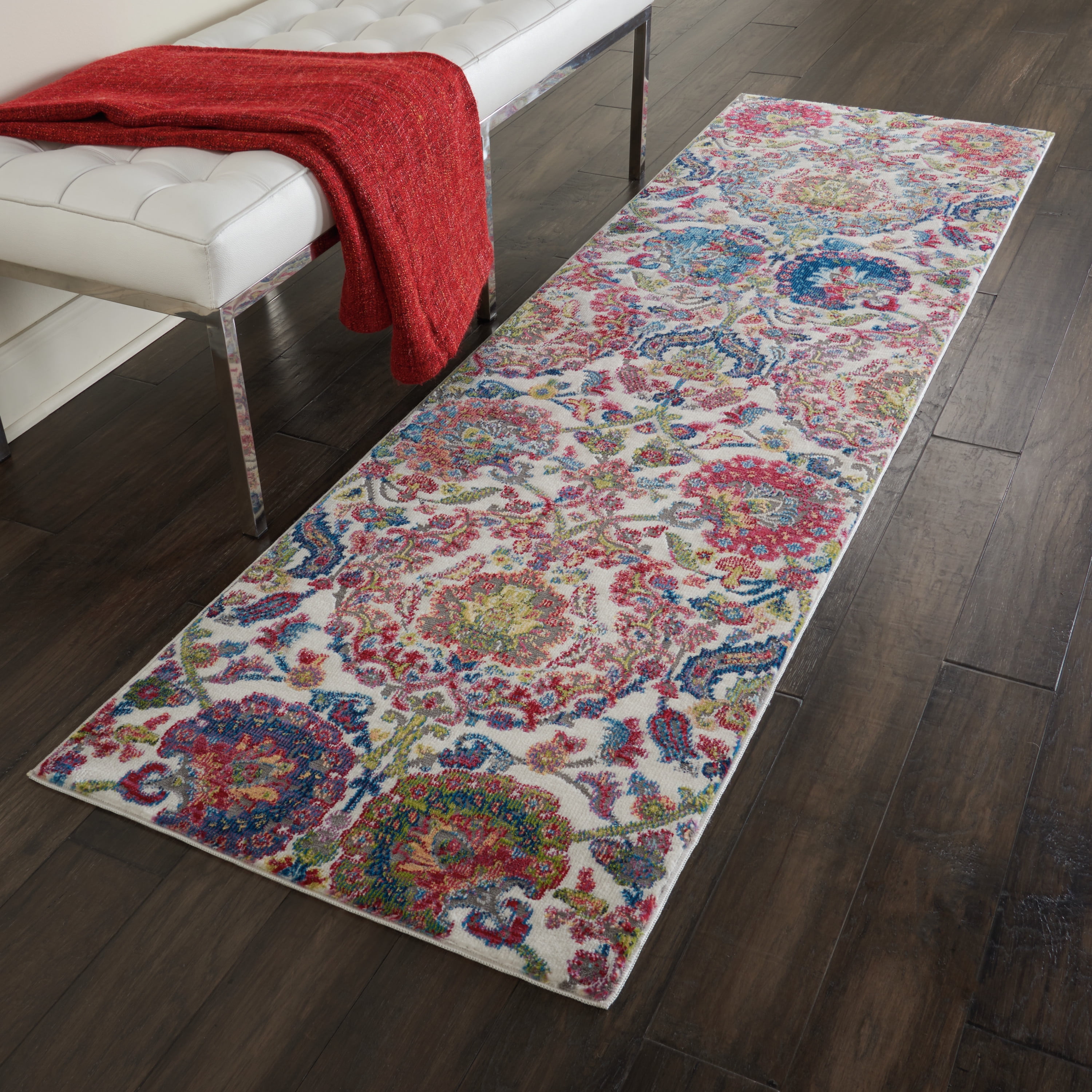 Nourison Global Vintage Persian Ivory/Blue 2' x 6' Area Rug, (2x6 ...