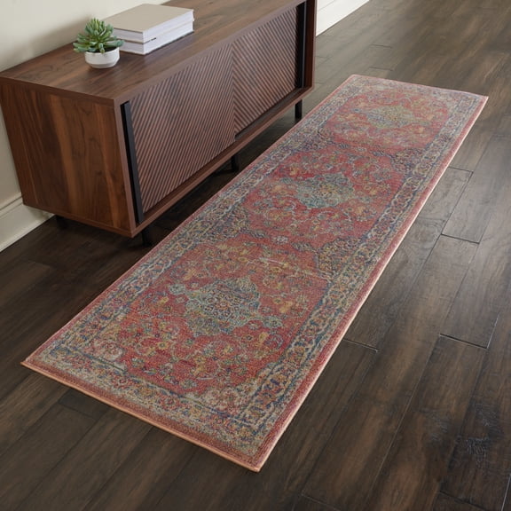 Nourison Global Vintage Persian Multicolor 2'4" x 8' Area Rug, (2x8)