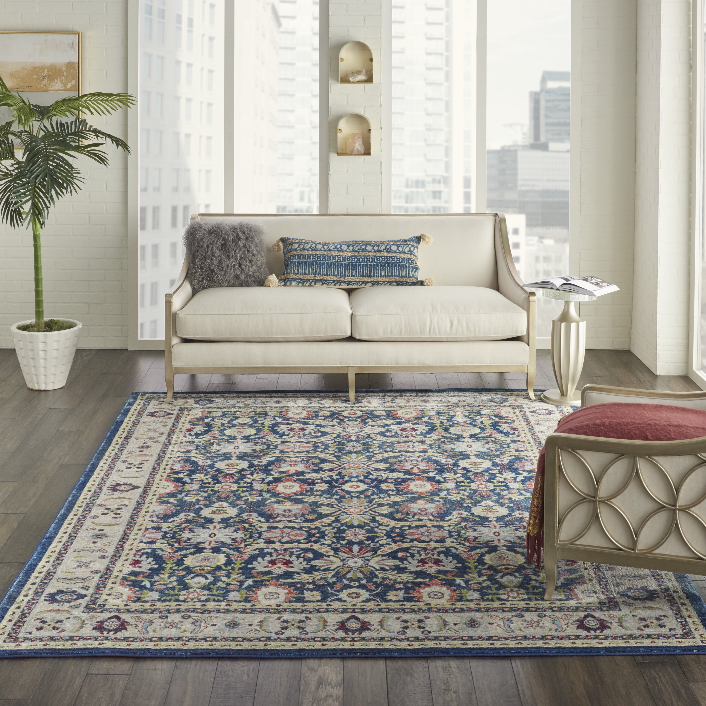 Global Vintage Multicolor Synthetic 8' x 10' Easy-Care Area Rug
