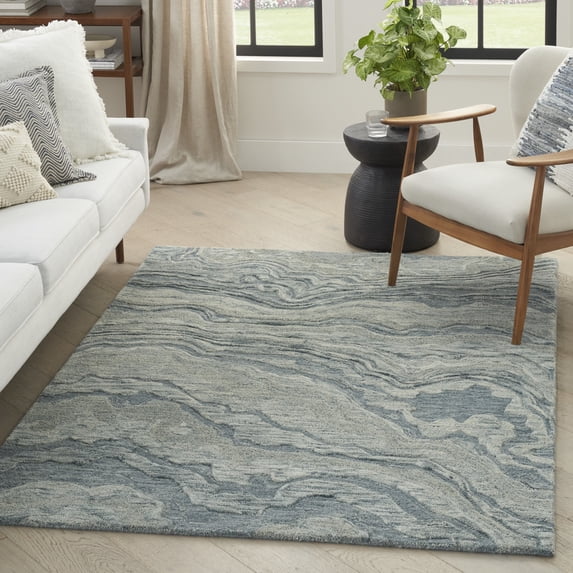 Nourison Graceful 5'3" x 7'3" Blue Modern Indoor Rug
