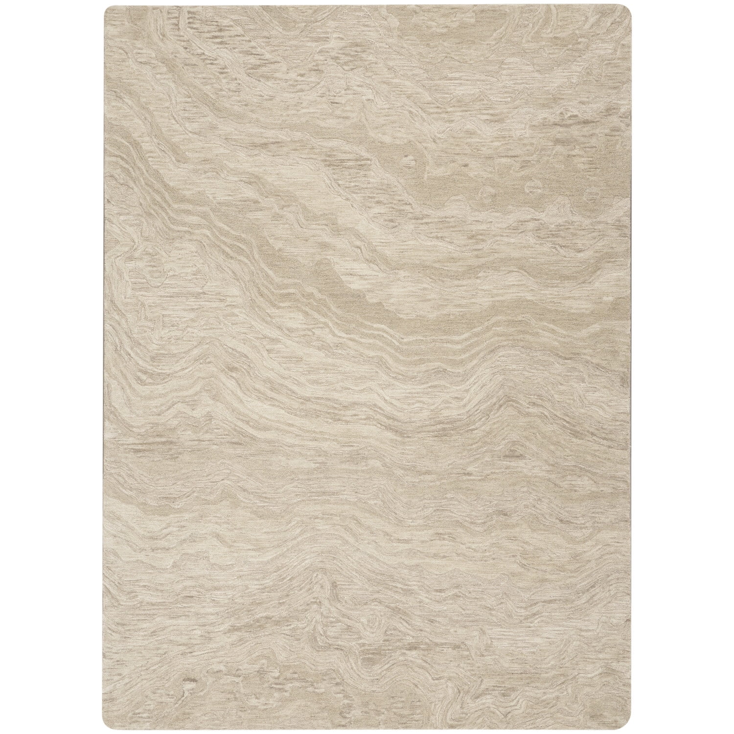 Taupe Hand-Knotted Wool Abstract Rectangular Area Rug