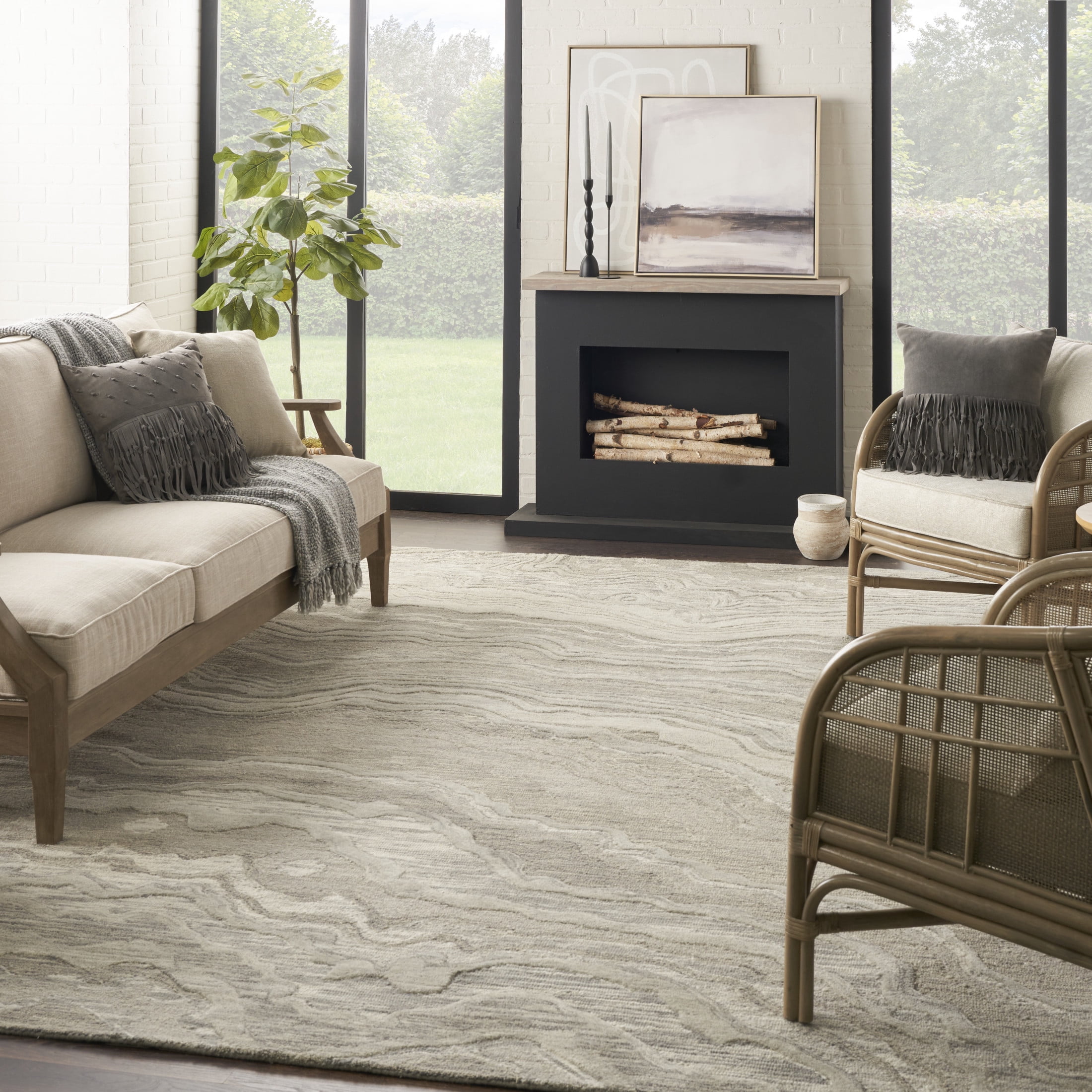 Nourison Graceful 8'6" x 11'6" Grey Modern Indoor Rug