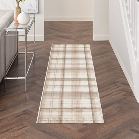 Nourison Grafix 2' x 6' Ivory Beige Farmhouse Indoor Rug