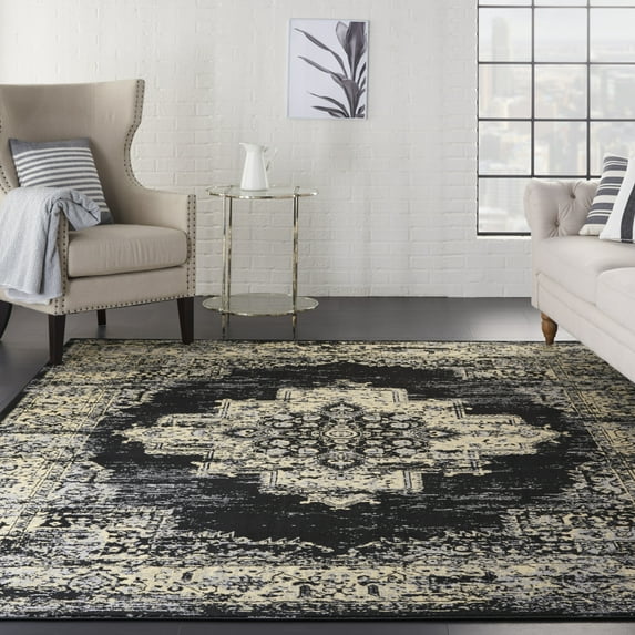 Nourison Grafix 9' x 12' Black Vintage Indoor Rug