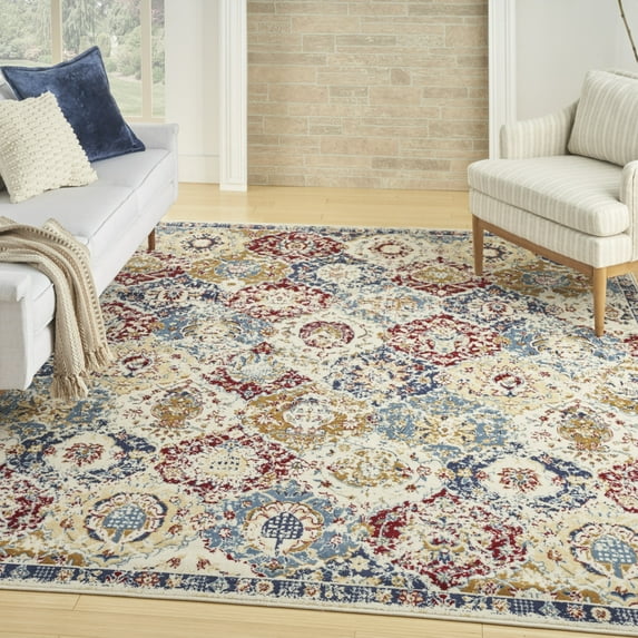 Nourison Grafix 9' x 12' Blue Multicolor Vintage Indoor Rug