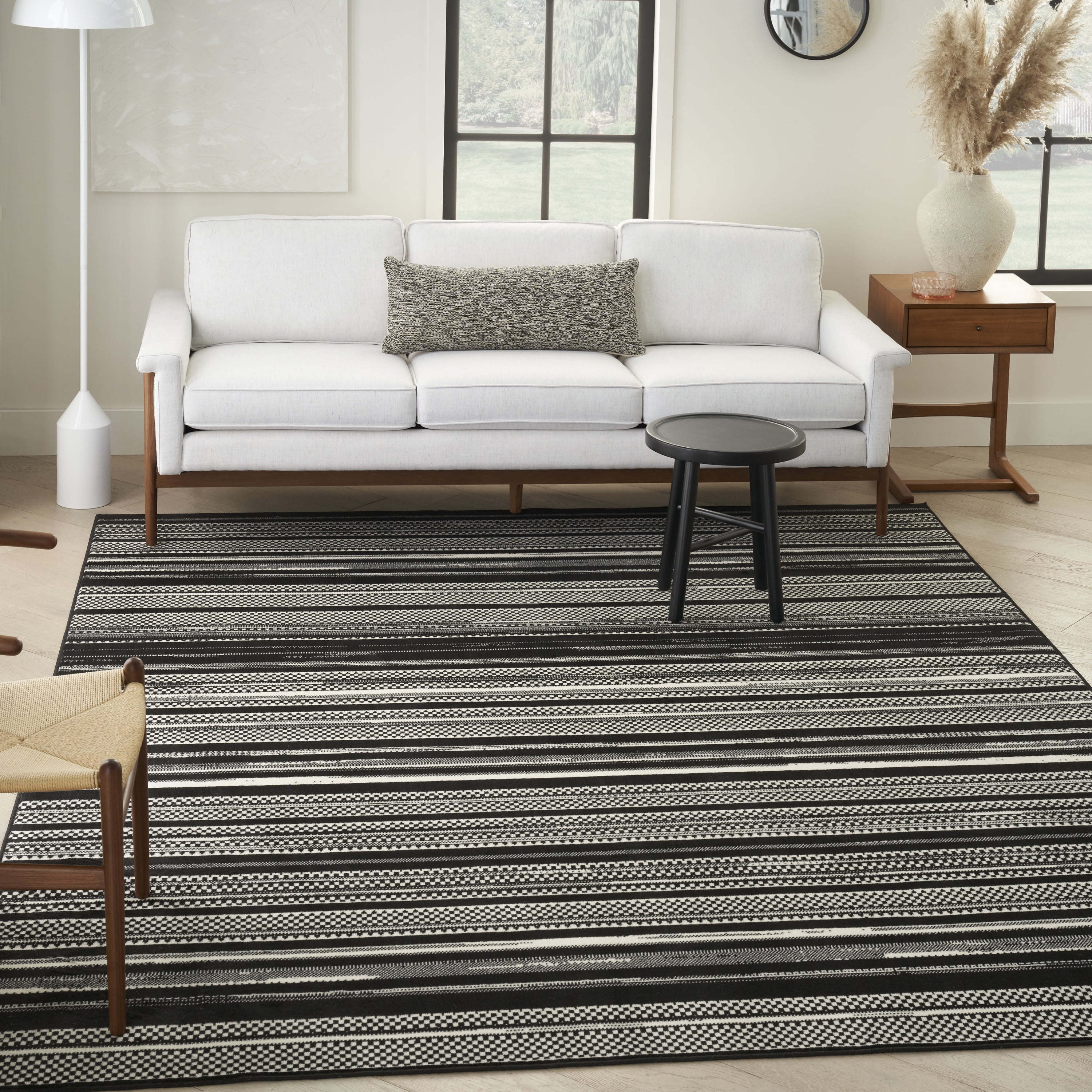 Nourison Grafix Abstract Black White 5'3