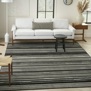 Nourison Grafix Abstract Black White 5'3" x 7'3" Area Rug (5x7)