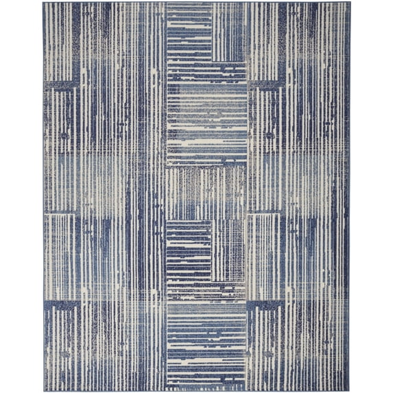 Nourison Grafix Eclectic Abstract Striped Indoor Rug Blue Grey 7'10" x 9'10"