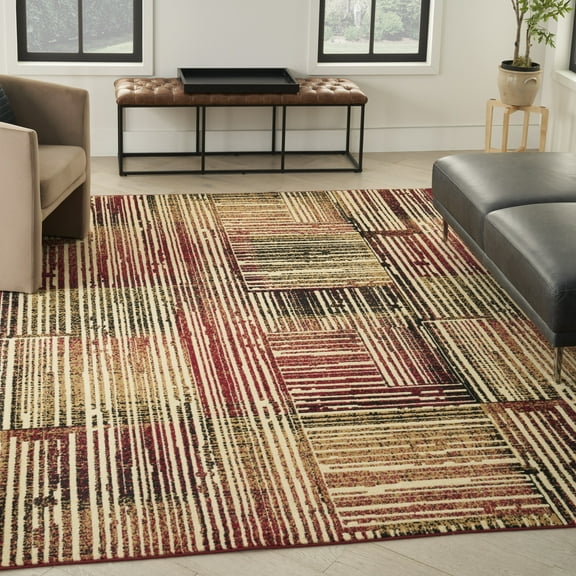 Nourison Grafix Abstract Brick Multicolor 5'3" x 7'3" Area Rug (5x7)