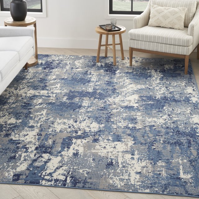 NAAR PAYAS Collection 5X7 Ivory / Blue / Abstract Area Rug