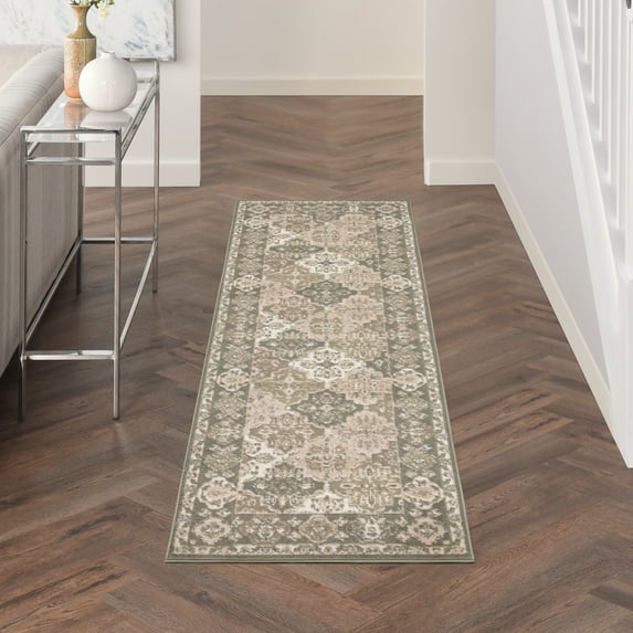 Nourison Grafix Bohemian Green 2'3" x 7'6" Area Rug (2x8)