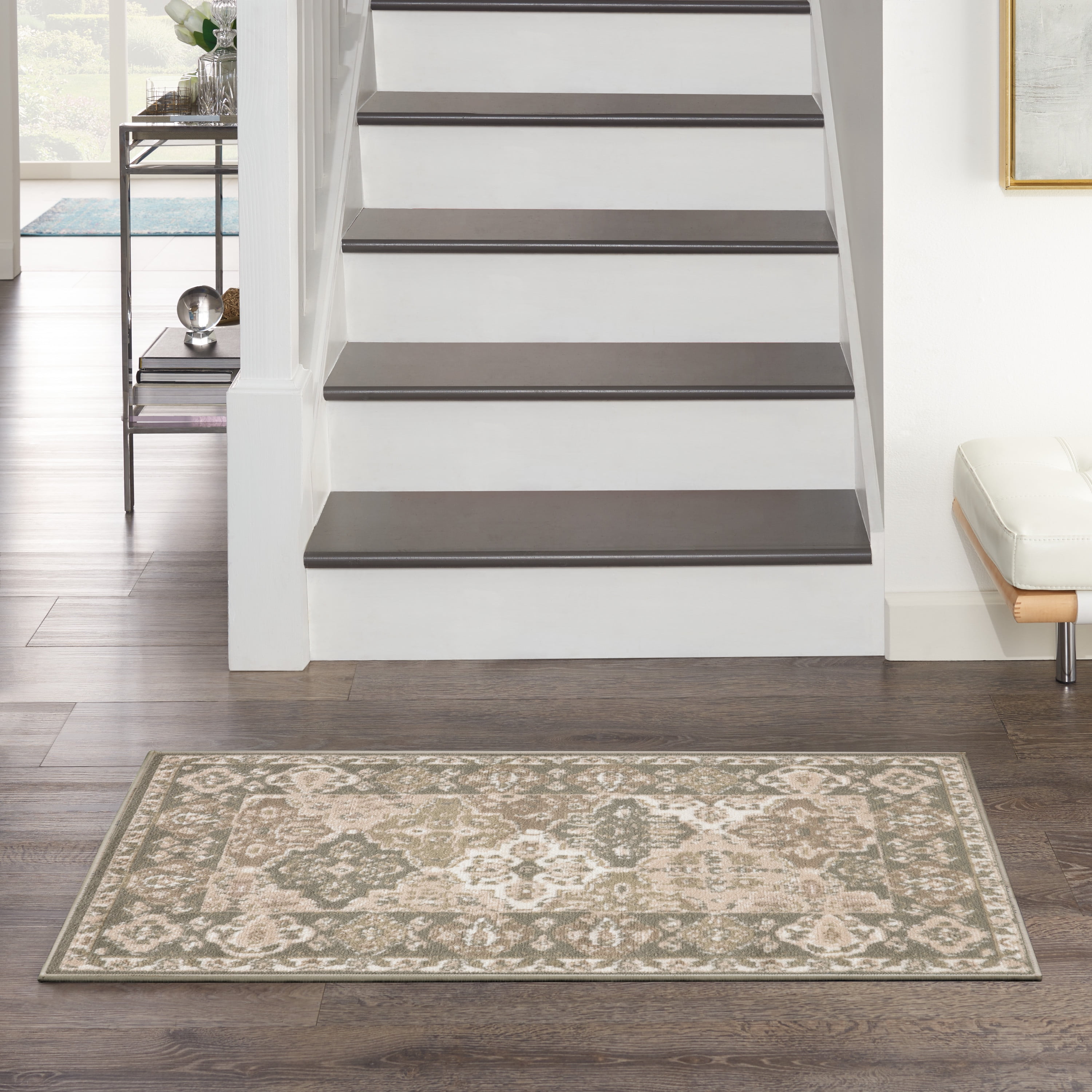 Grafix Green and Beige Synthetic Rectangular Area Rug
