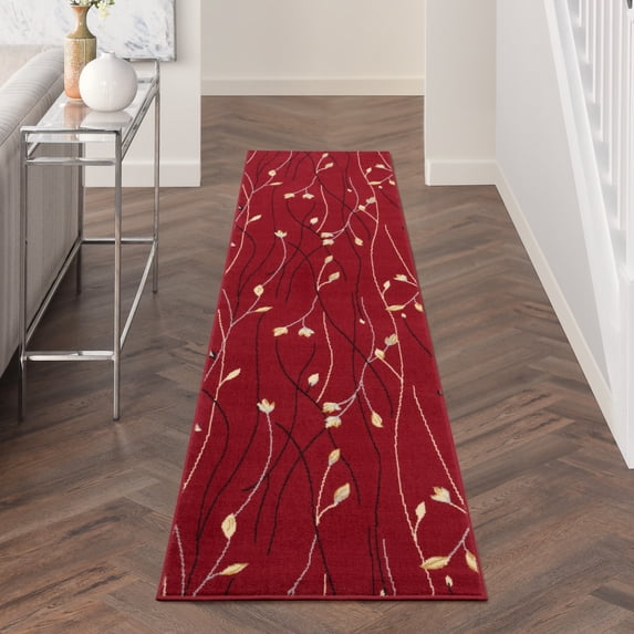 Nourison Grafix Contemporary Botanical Red Area Rug
