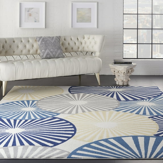 Nourison Grafix Contemporary Geometric White Area Rug