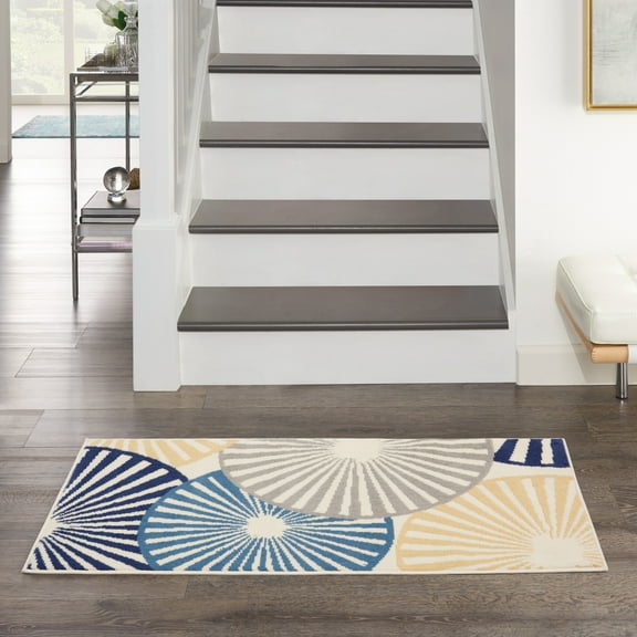 Nourison Grafix Contemporary Geometric White Area Rug
