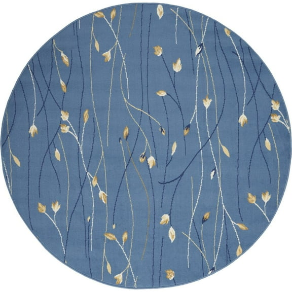 Nourison Grafix Contemporary Light Blue 4' x Round Area Rug, (4 Round)