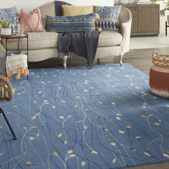 Nourison Grafix Contemporary Light Blue 7' x 10' Area Rug, (7x10)