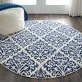 thumbnail image 1 of Nourison Grafix Damask White/Blue 5'3" x ROUND Area Rug, (5 Round), 1 of 8