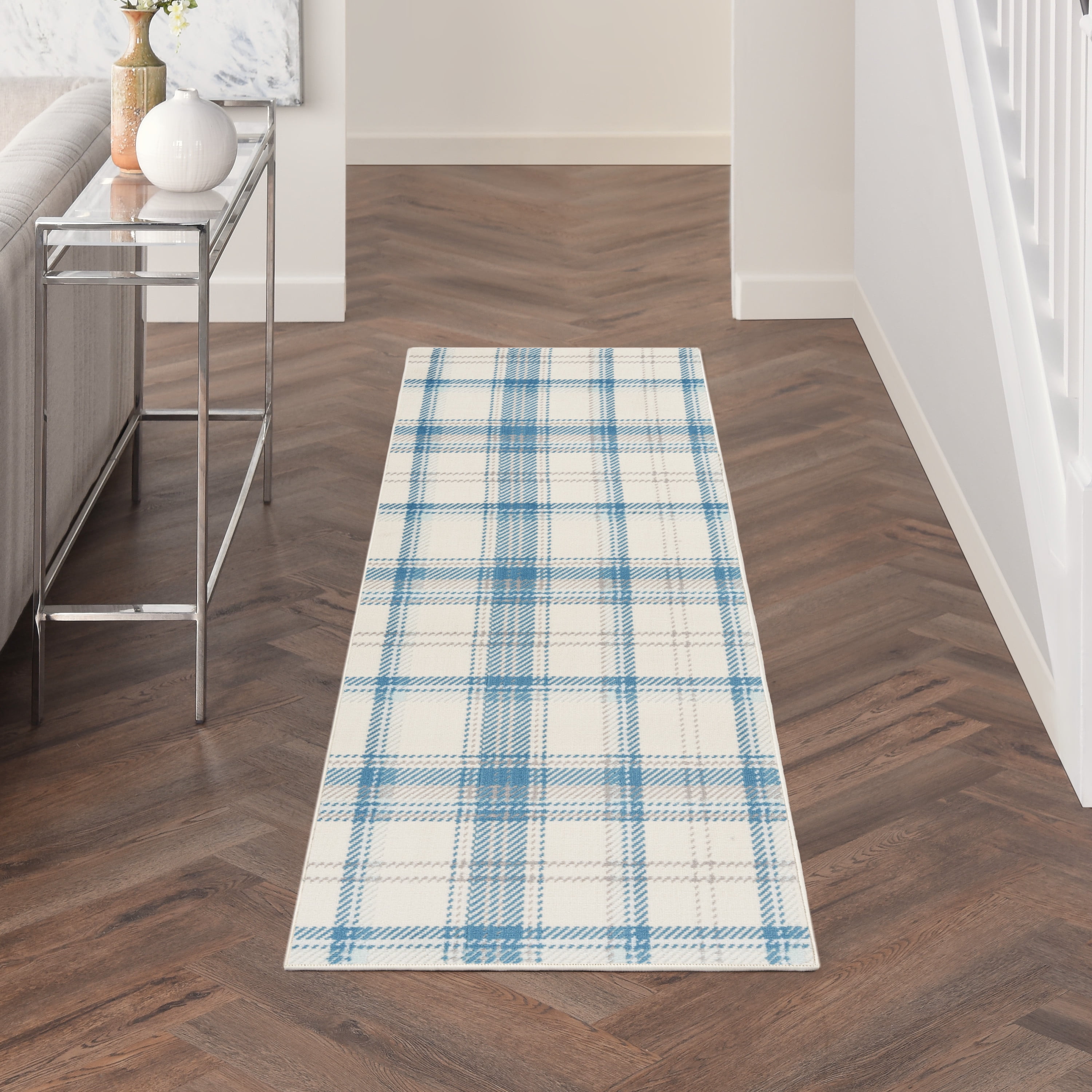 Nourison Grafix Farmhouse Ivory Blue 2'3" x 7'6" Area Rug (2x8)